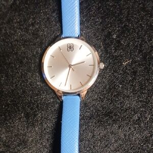 Silver Watch with Blue Strap